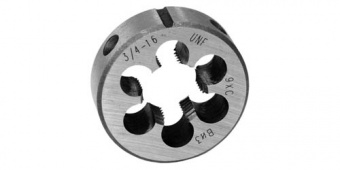 Плашка круглая для дюймовой резьбы UNF 1/2 ; 20 ниток ; Угол 60°,  (Сталь 9ХС, DIN EN 22 568)
